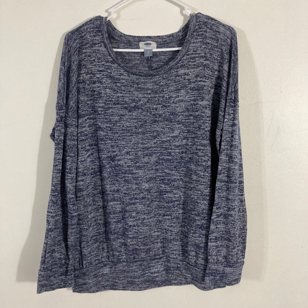 Old Navy Pullover Top Women Large Blue  Marled Knit Drop Shoulder L COZY